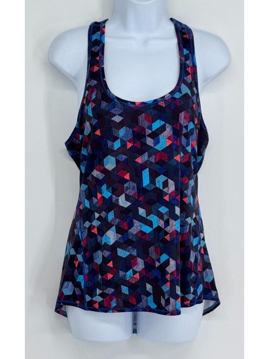 Athleta Tops - Athleta Geo Print Racerback Tank Top Medium Multicolor Blue Red Stretchy Activew
